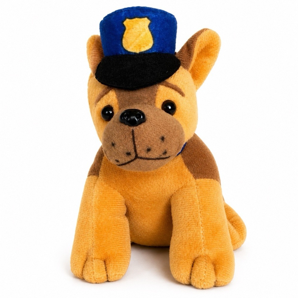 Rinco German Shepard Police Dog Plush 7" Brown Stuffed Animal Sitting Toy